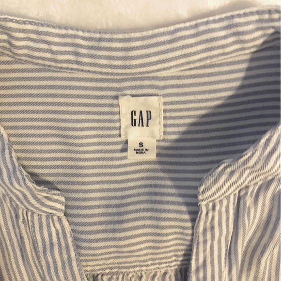 Gap Soft Blue & White Stripe Popover Blouse Size S - Picture 8 of 10